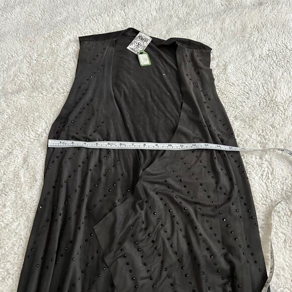 NWT Vocal USA Womens Black Microsuede Duster Vest Boho Hippie Gothic Sz Small - Picture 3 of 6